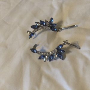 Blue Jewel Earring Crawlers Cuff